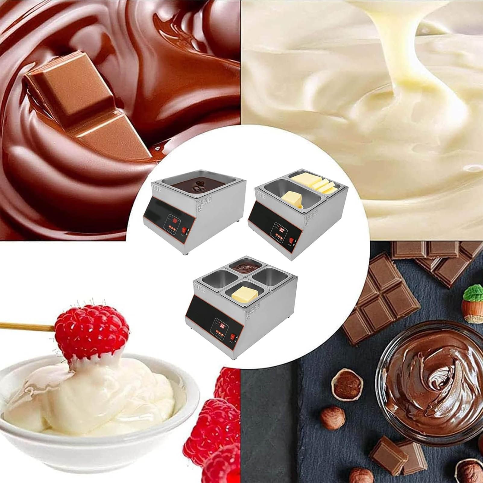 Tempéreuse à Chocolat numérique,Appareil à Fondre Le Chocolat Professionnel avec contrôle numérique de la température pour Faire Fondre Le Chocolat,Le Lait et la crème Single-Cylinder