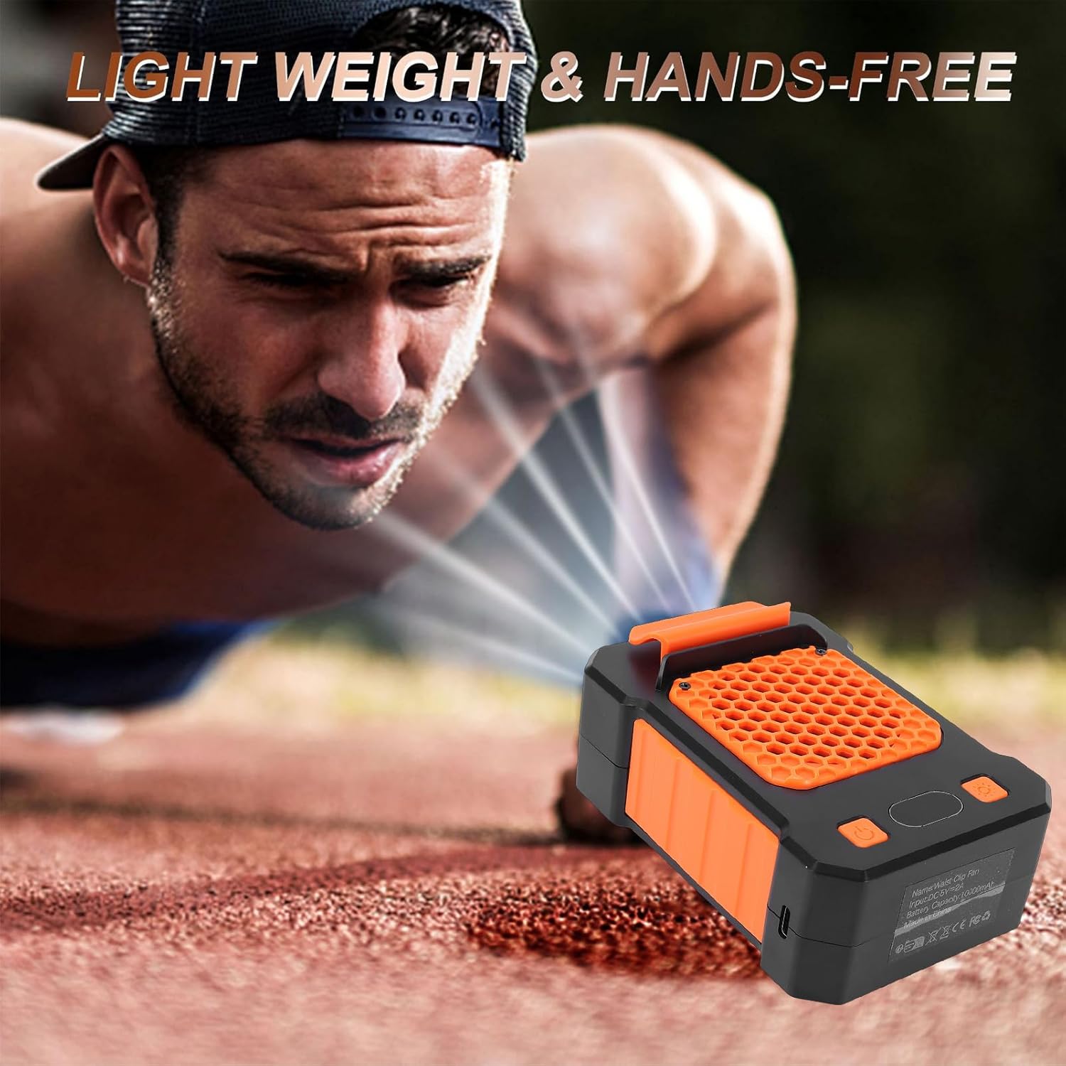 Keenso Waist Fan, Portable Hanging Neck Fan, 10000mAh Rechargeable Battery Powered Wearable with USB Power Bank Function, for Outdoor Camping Cycling Fishing Construction Kitchen