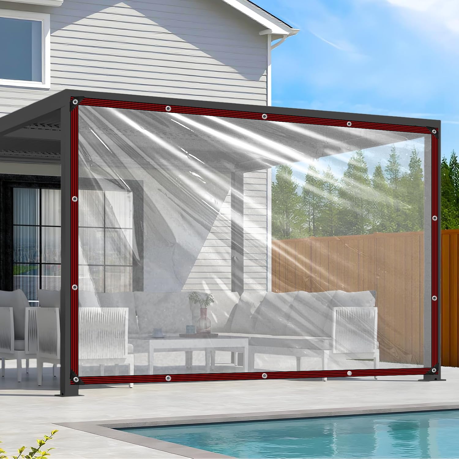 Clear Tarp Waterproof 6x8 Tarps Heavy Duty Plastic Tarp with Grommets Clear Vinyl Tarps for Outdoor Patio Enclosure Chicken Coop Cover Waterproof Transparent Tarpaulin for Porch Greenhouse Plant 6x8FT