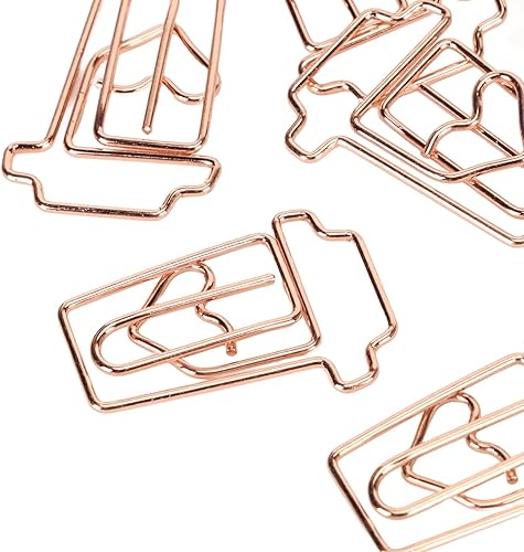 Miniatura 6 de 100 clips de papel de metal en forma de taza de café, bonitos marcadores de papel marcado documento organizador clip para suministros de oficina,