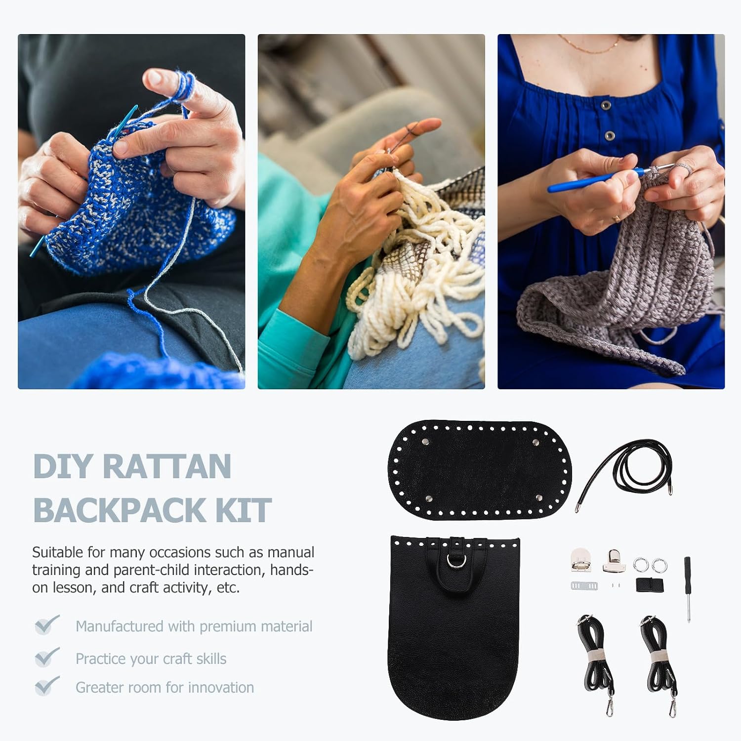 VILLCASE DIY Rattan Backpack Weaving Kit for Adults and Teachers, PU