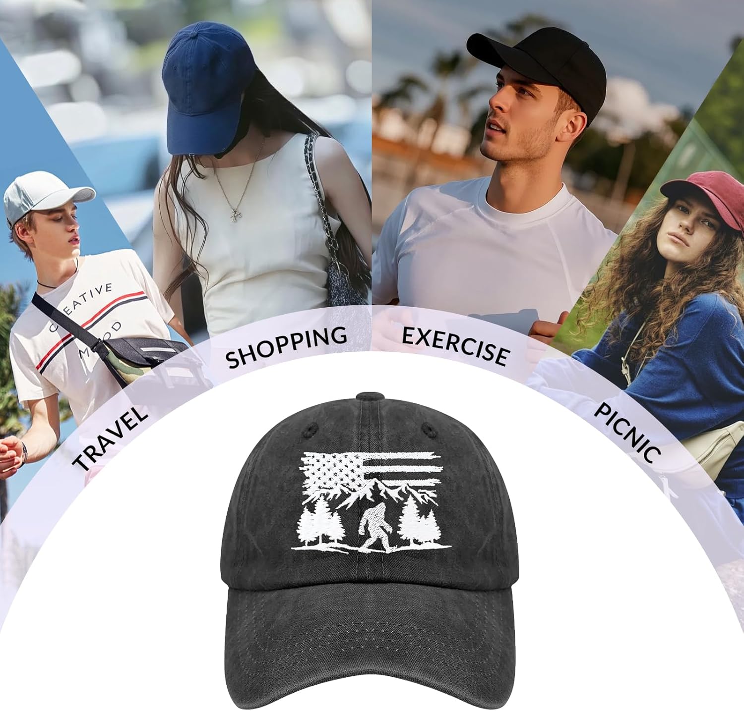 Sasquatch Bigfoot Believe Mountain Hat, Funny Big Foot Sasquatch Baseball Cap Gifts for Men Women - Image 4