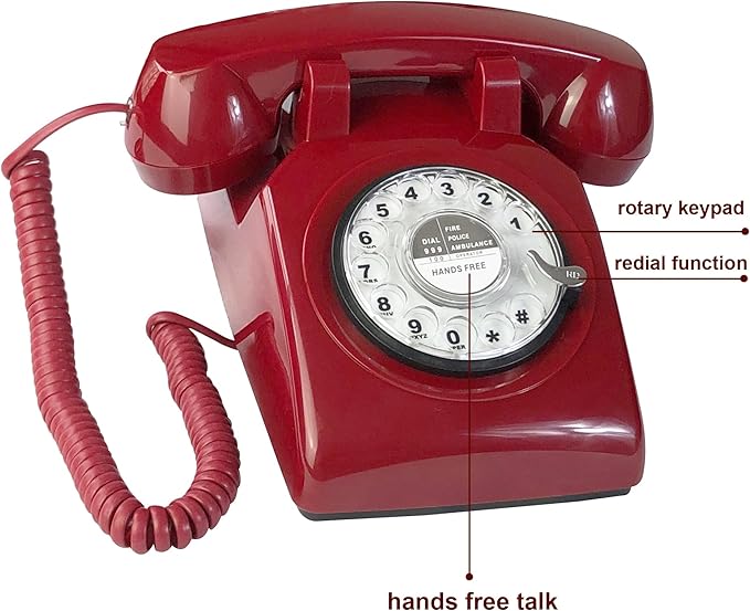 Teléfono Retro Con Cable Modelo MY-301 Color Rojo miniatura 4