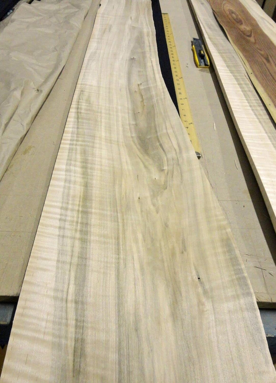 Spalted Ambrosia Wormy Maple Figured Fiddleback Wood Veneer 7" x 75" x 1/42"