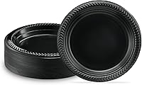 Vista 14 de PLASTICPRO 100 piezas de cuencos de plástico negros ligeros de 12 onzas, cuencos de sopa de plástico, platos de ensalada negros desechables