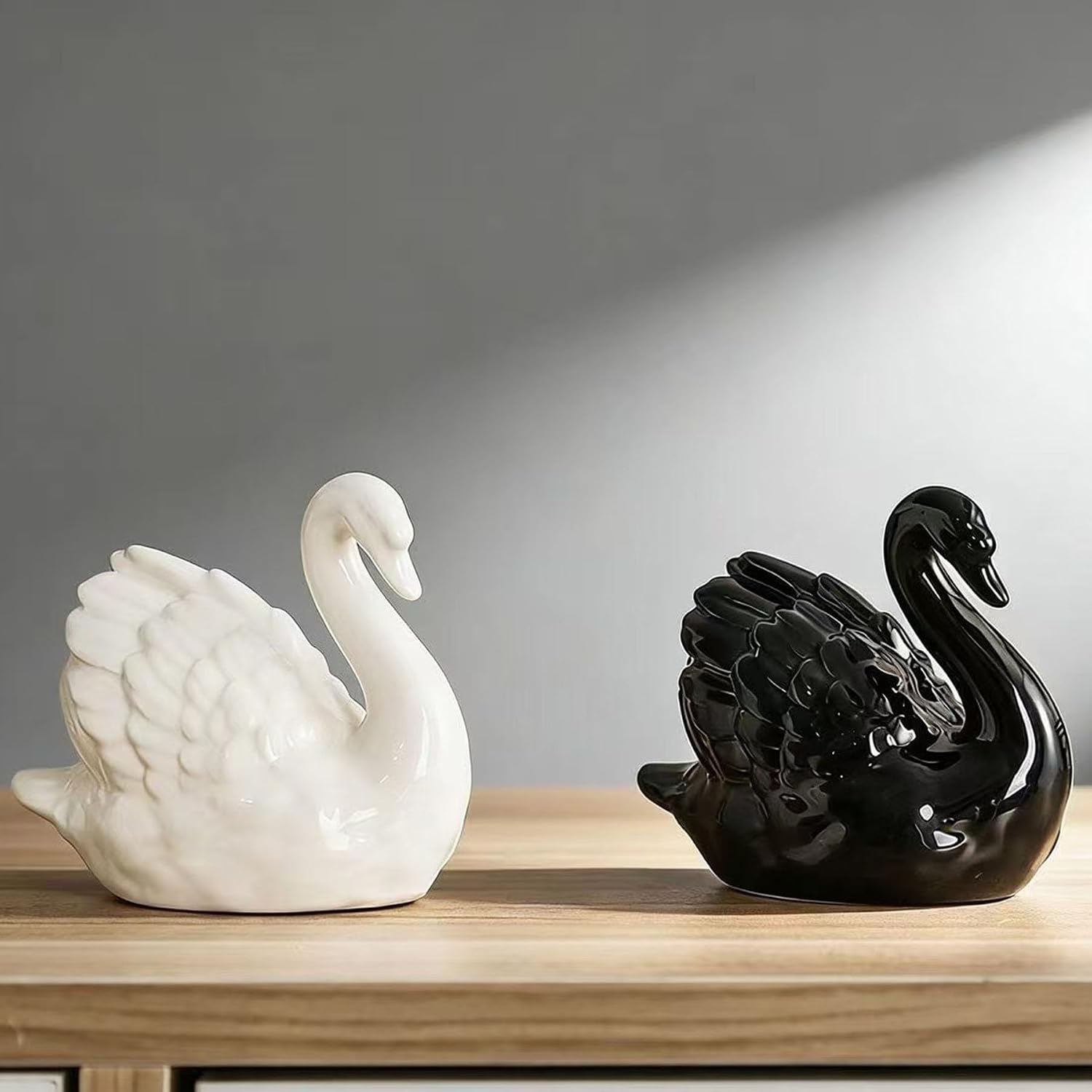 2 Pack Ceramic Swan Toilet Floor Bolt Caps,Cute Toilet Bowl Screw Covers, Toilet Bolt Figurine, Toilet Bowl Cap Covers, Decorative Bathroom Toilet Bolt Easy Installation (2, Black)