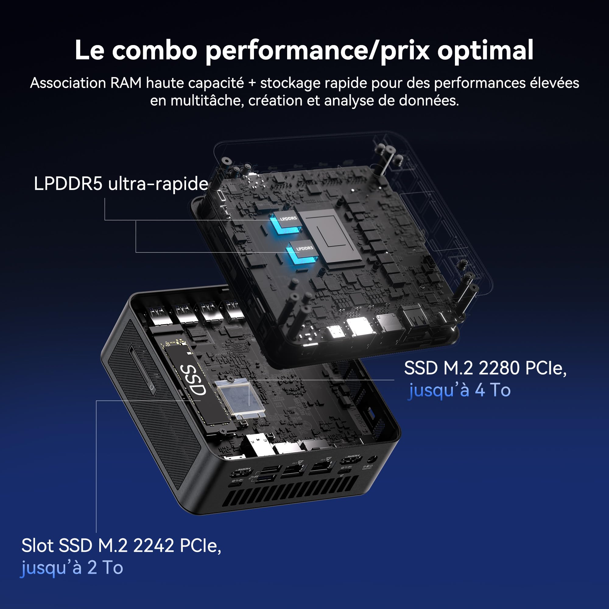 GEEKOM IT13 Max Business Mini PC avec U9-185H, 24Go LPDDR5 RAM, 500Go SSD