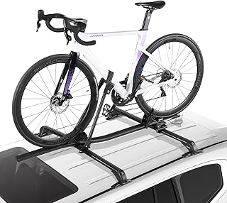 VEVOR Dachfahrradträger 15 kg Tragkraft, aufrechter Fahrraddachträger mit sicherem Verriegelungssystem für die meisten Standard-Querträger, aufrechter Autodachträger für SUV Auto, Schwarz