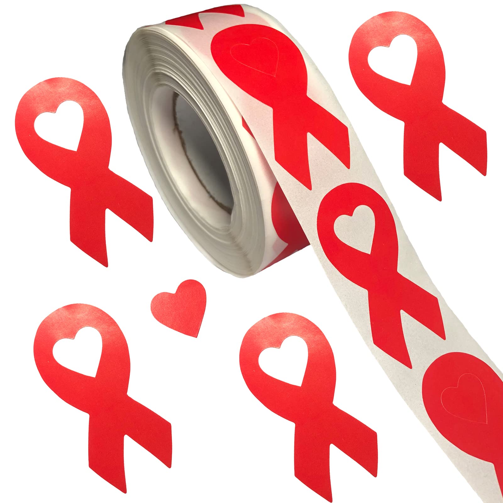 Autocollants ruban rouge de sensibilisation au SIDA et maladies cardiaques, lot de 500 pièces