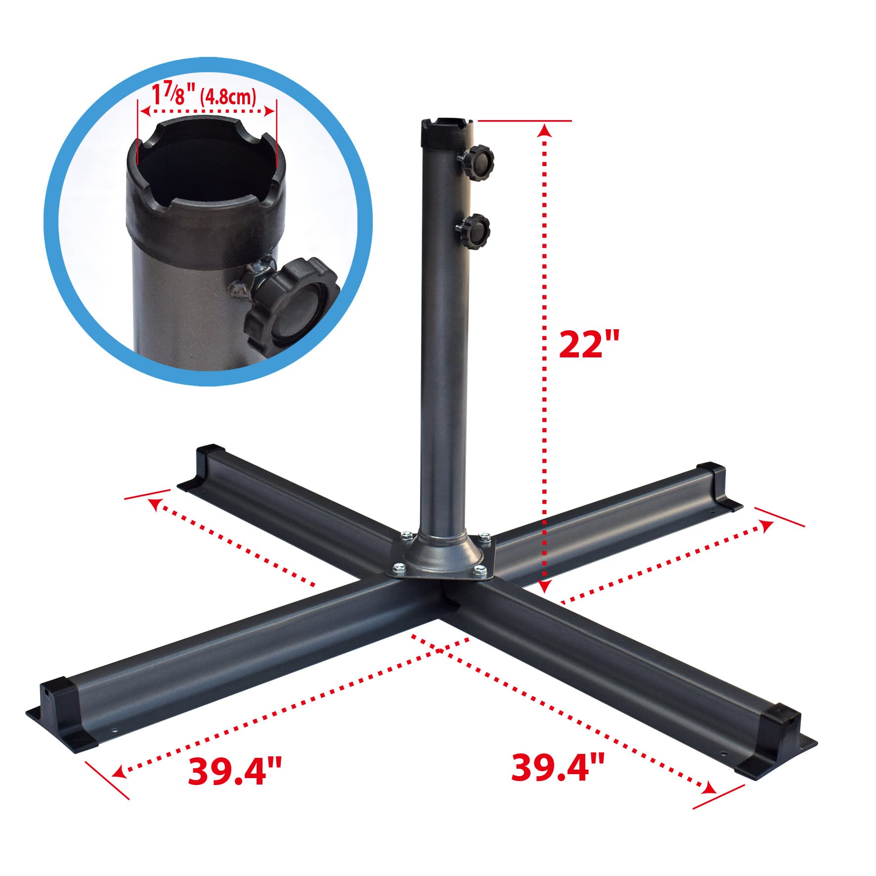 BenefitUSA Heavy Duty Outdoor Universal Cross Brace Stand Kit,Market Umbrella Base Stand for Patio Umbrella