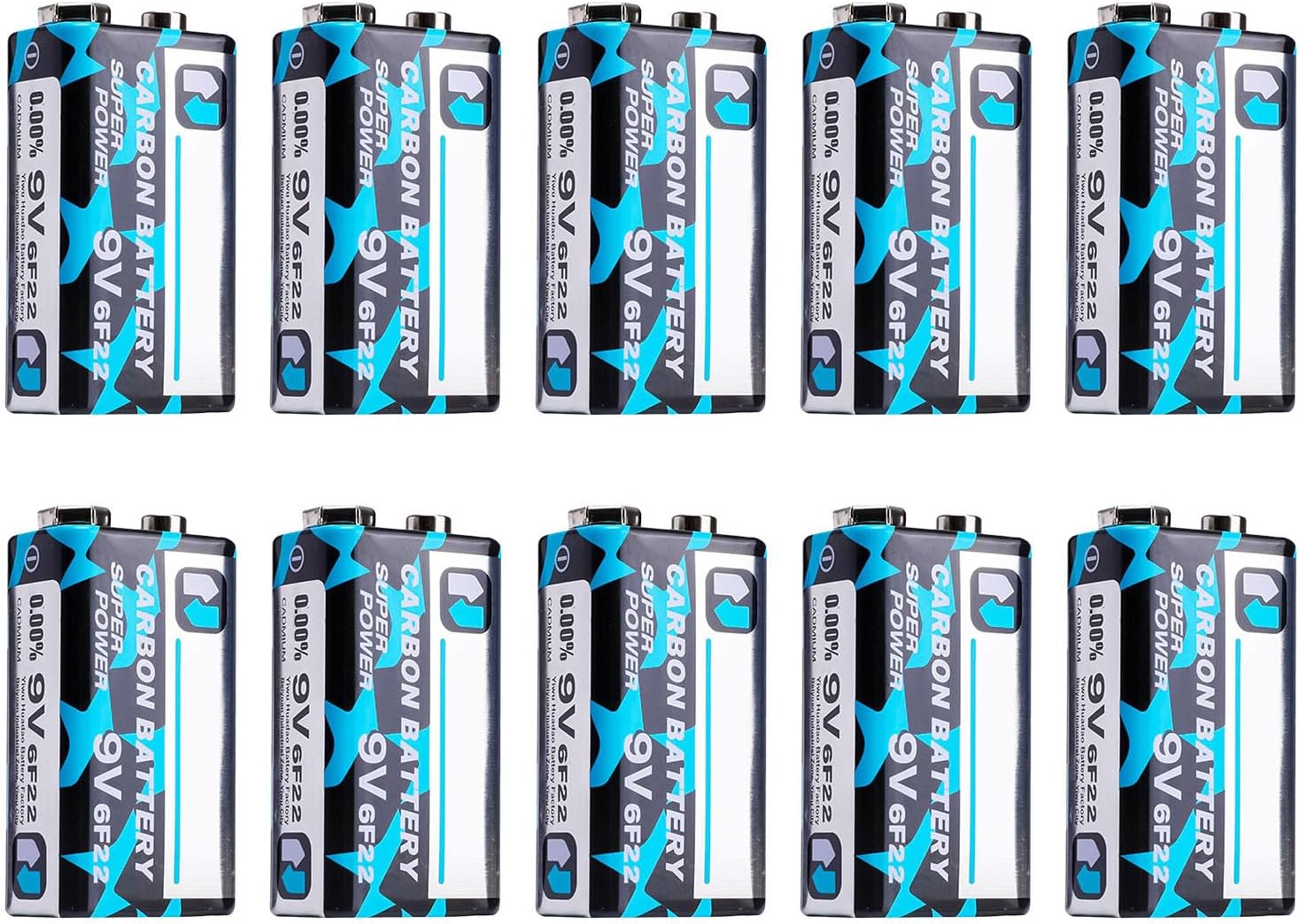 10Pieces 9V Square Battery 6F22 Batteries High Capacity