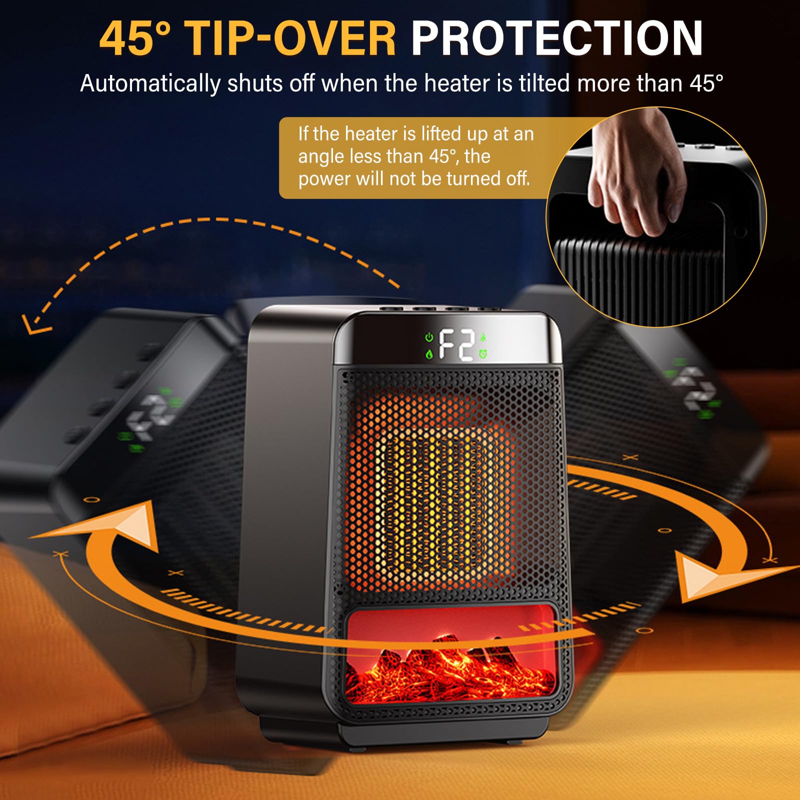 Anluomania Termoventilatore, 800W/1500W Stufetta Elettrica Basso Consumo, Stufa Elettrica Ceramica, 1/2/4/8H Timer, Display LED, Protezione da Surriscaldamento e Ribaltamento, Per Desktop Ufficio