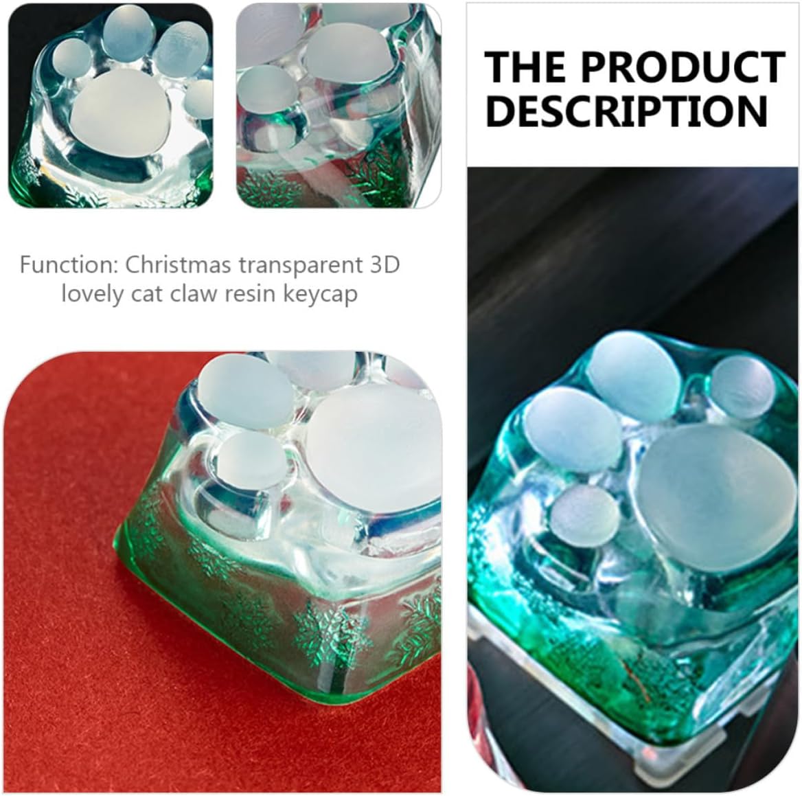 Cartoon Cat Paw Resin Keycap for Mechanical Keyboard, Green