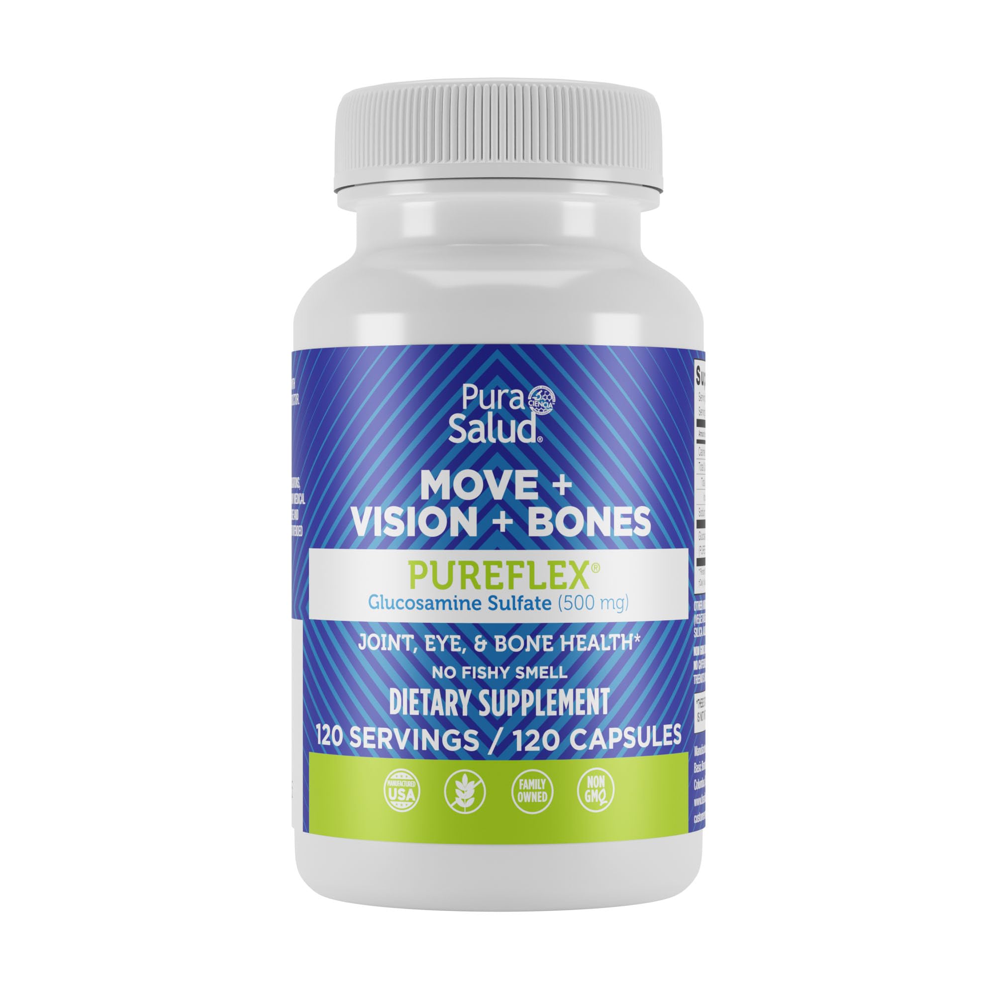 Basic Brands Pura Salud Pureflex Glucosamine Sulfate 500mg, 120 Count (Pack of 1)