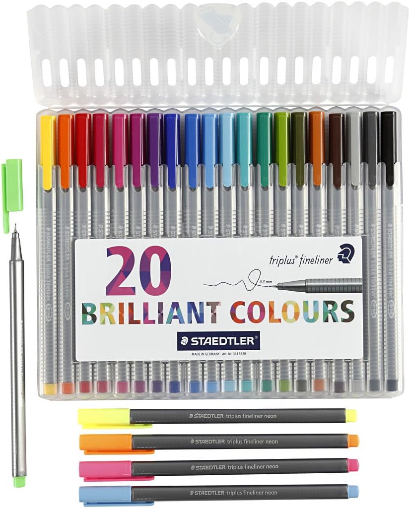 Staedtler 334 Triplus Fineliner Superfine Point Pens, 0.3 mm, Assorted Colours, Pack of 20 + 6 Free