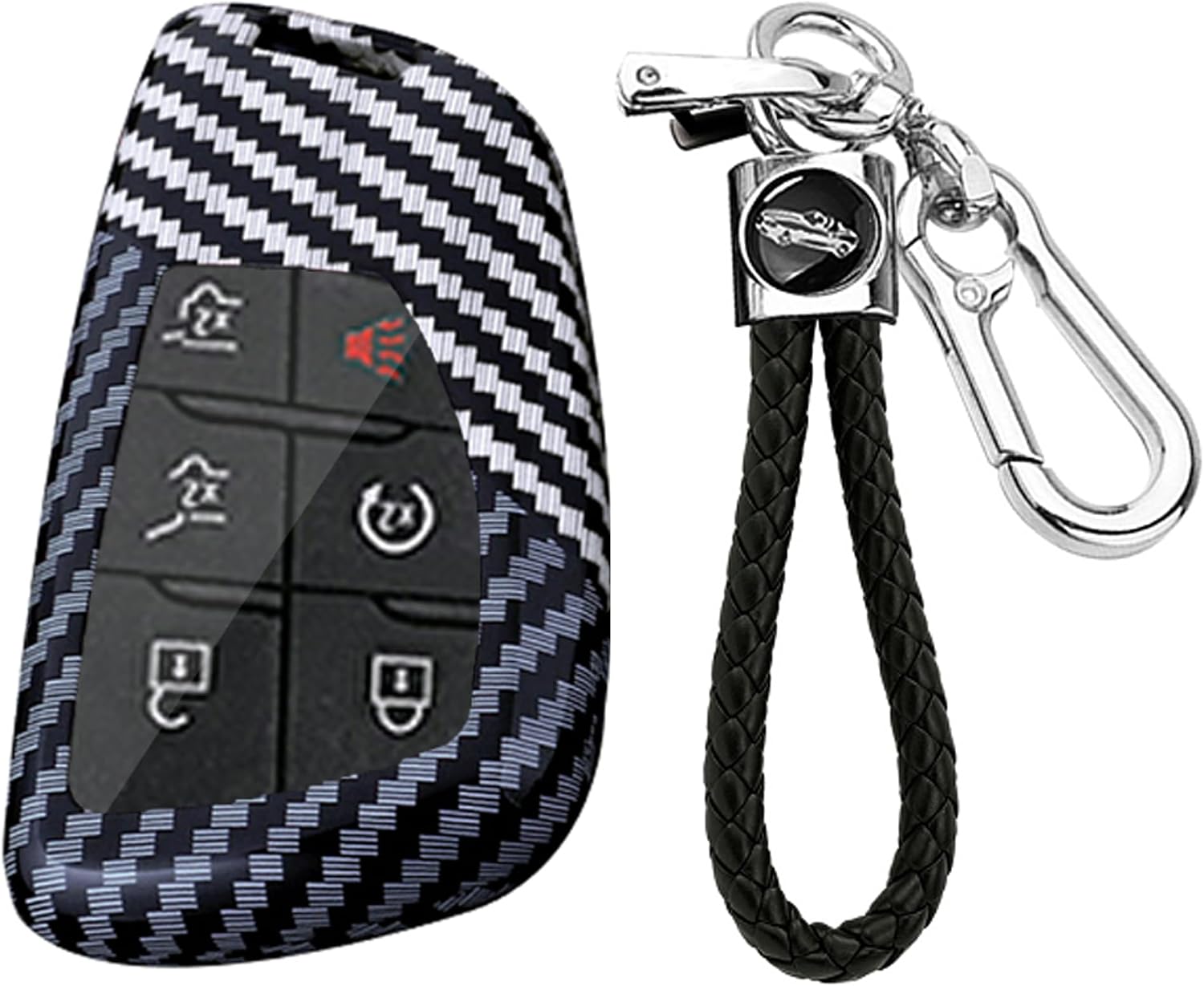 KUNIO ABS 3/4/5/6/7 Button Key Fob Case Fit for Chevy Silverado 1500 2025 Traverse Equinox 2024 GMC Sierra 1500 Honda Prologue Key Holder Key Protector Keychain Accessories Black-Cord Lock