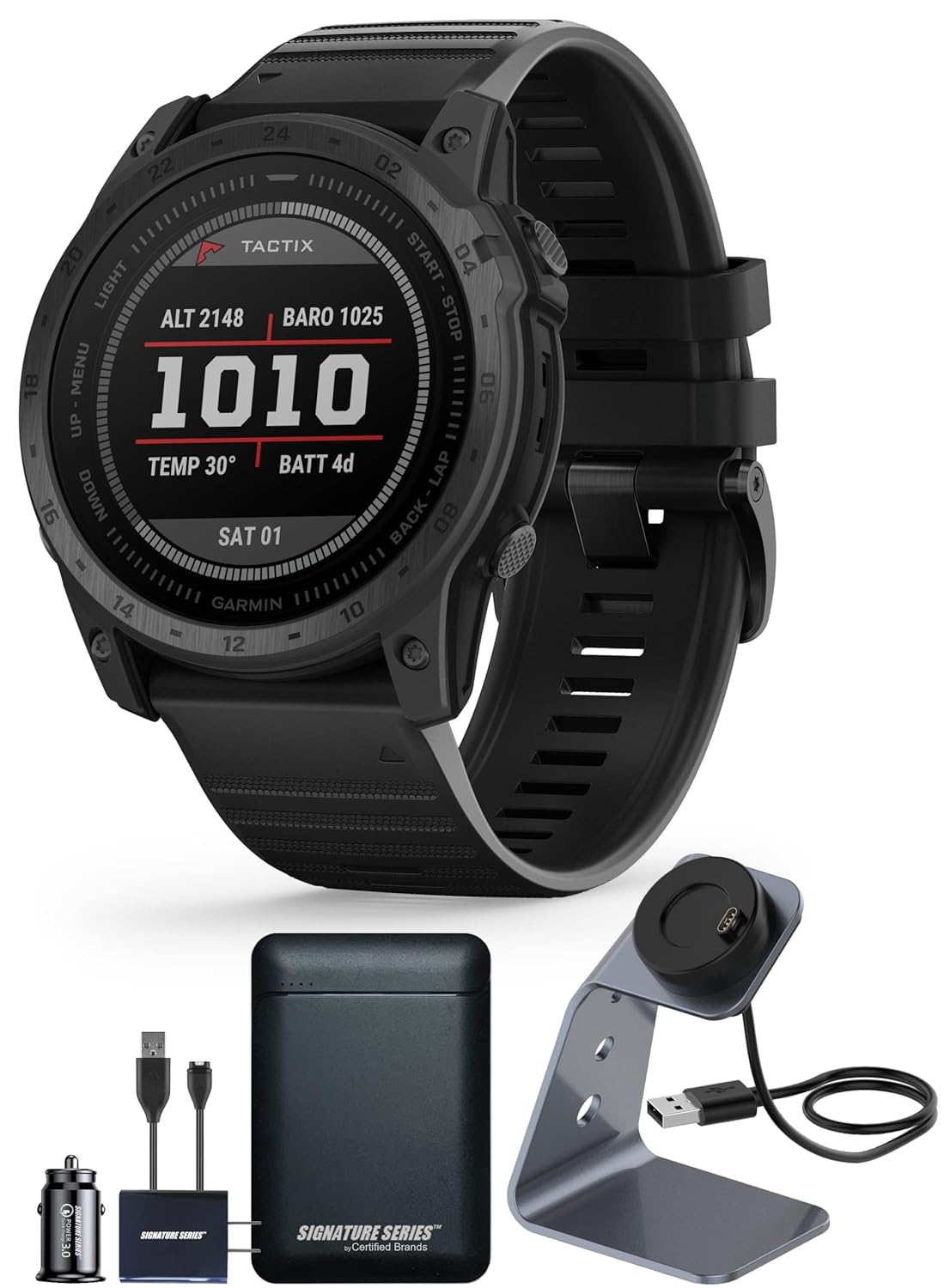Garmin tactix 7 Standard Edition Rugged Tactical GPS Touchscreen Smartwatch Black Silicone Band Sapphire Lens Military Standard Up