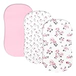 PHF 3 Pack Soft Bassinet Sheets, Rose Floral Breathable Comfy Cradle Sheets for Baby Girls, No Slip Universal Fit for Most Cradle and Bassinet Mattress, Rose Floral
