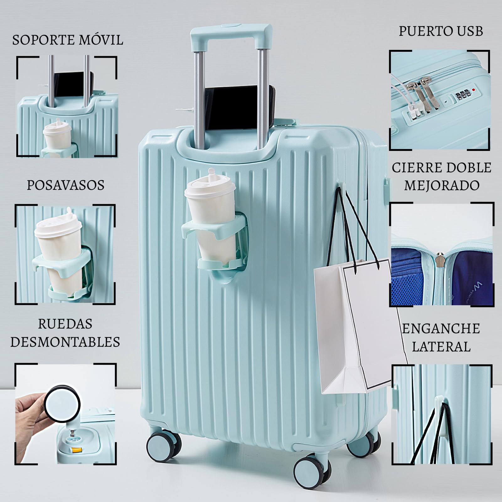 Maleta de Viaje Grande 76x50x32 cm Rígida ABS + PC con Cerradura TSA – Ideal para Facturación 23 kg, Ruedas Giratorias 360º Silenciosas — view 35
