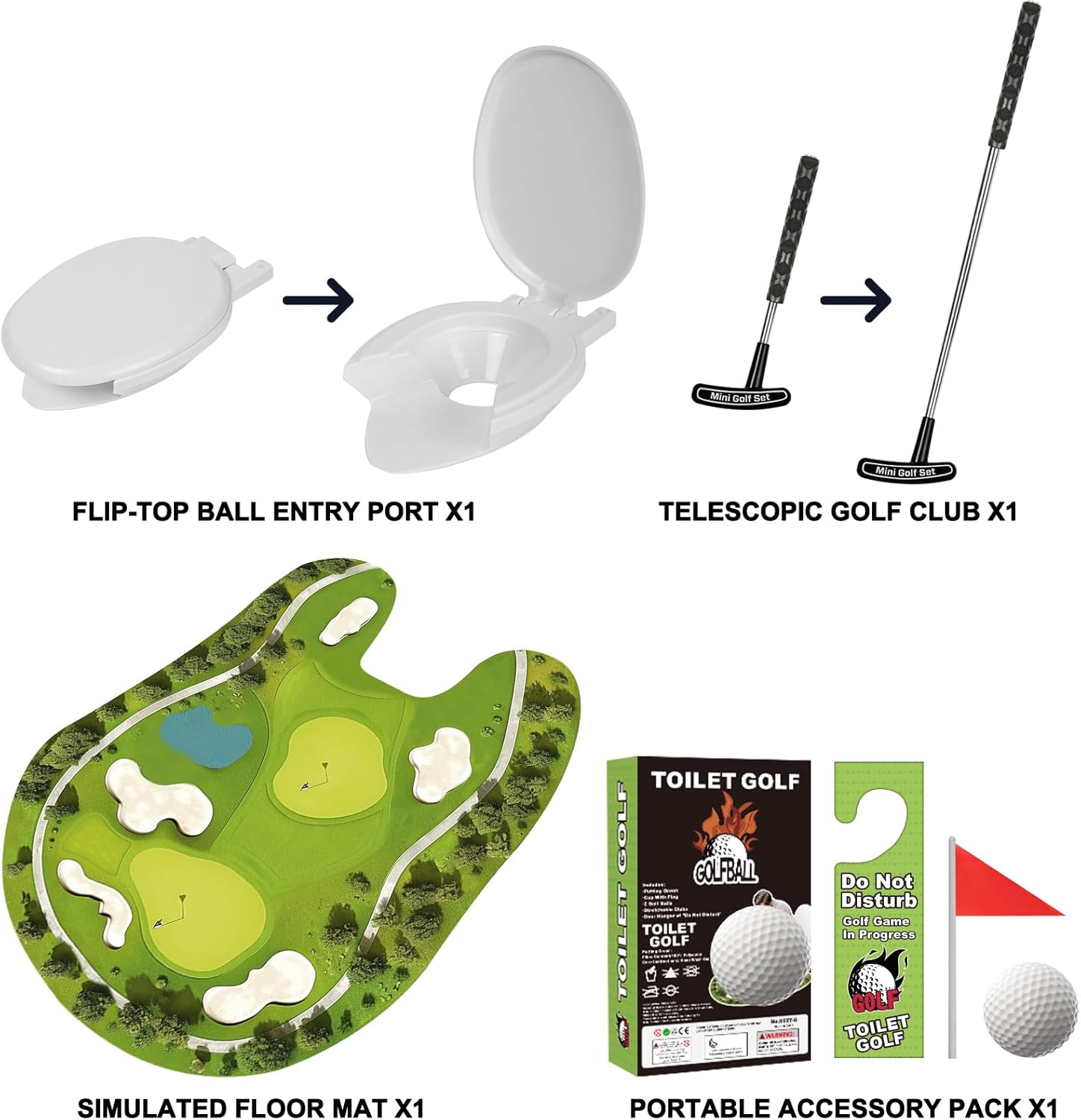 Toilet Golf Game - Funny White Elephant Gifts for Adults, Bathroom Golf Gag Gifts for Boyfriend