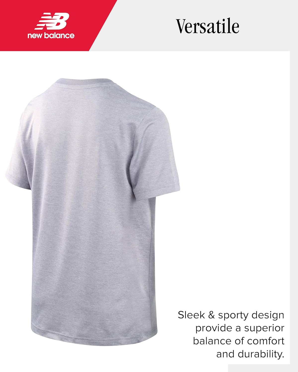 New Balance Boys' T-Shirt - Active Performance T-Shirt for Boys - Youth Crewneck Dry Fit Short Sleeve Shirt (8-20), Size 8, Grey Heather - Image 6