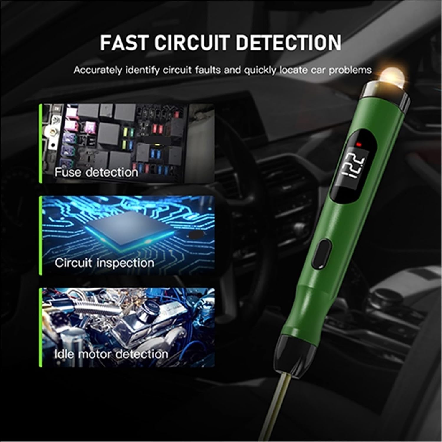 Voltage Meter, Car Circuit Tester Digital Display Lamp Voltage Test Pen Repair Tool