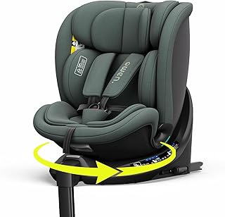 OWEN 360Comfy Kindersitz 360° Drehbar Isofix | ECE R129 i-Size (40-150 cm) | 0-12 Jahre (0-36 kg) | Reboarder mit Seitenaufprallschutz & Sonnenverdeck (Grün)