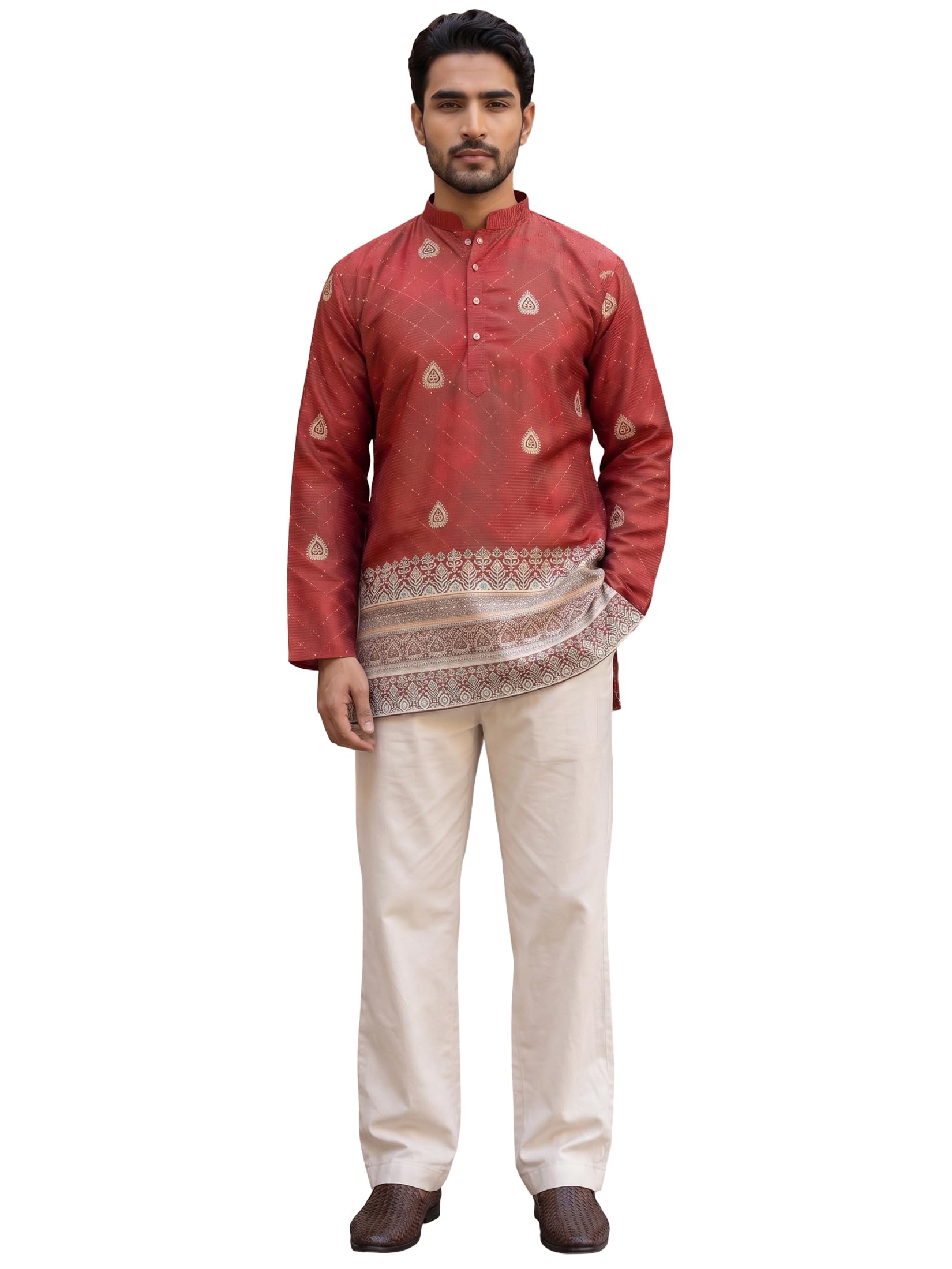 jompers Men's Cotton Blend Printed Kurta with Korean Pants Set-picture-27
