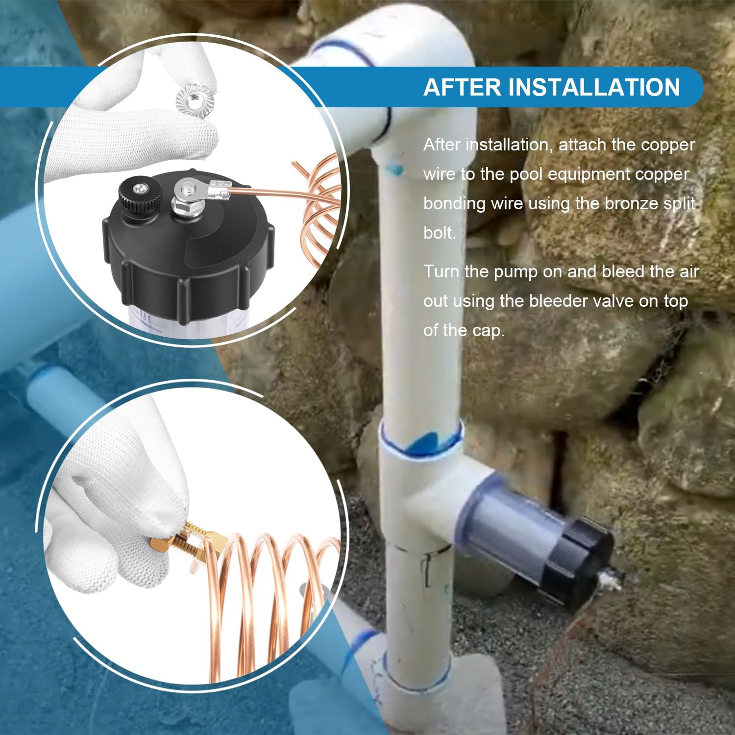 Replacement 2" Inline Zinc Anode 104-D with Coopper Wire for Saltwater Pool, 104D Pool Zinc Anode, Sacrificial Anode to Protect Metal Parts