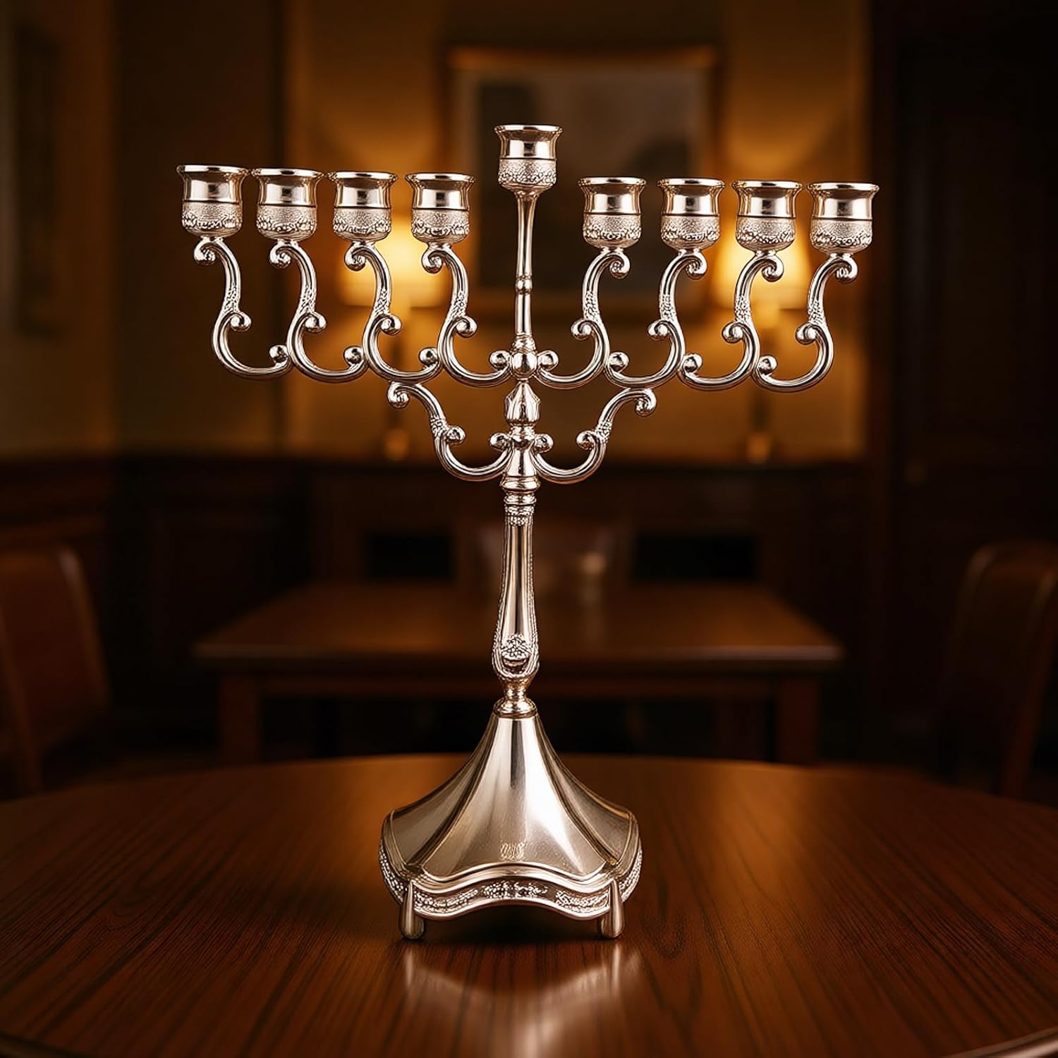 9 Branch Hanukkah Stand Artistic Holders Elegant Menorahs for Home and Festives Dining Party Decors Menorahs Candleholder
