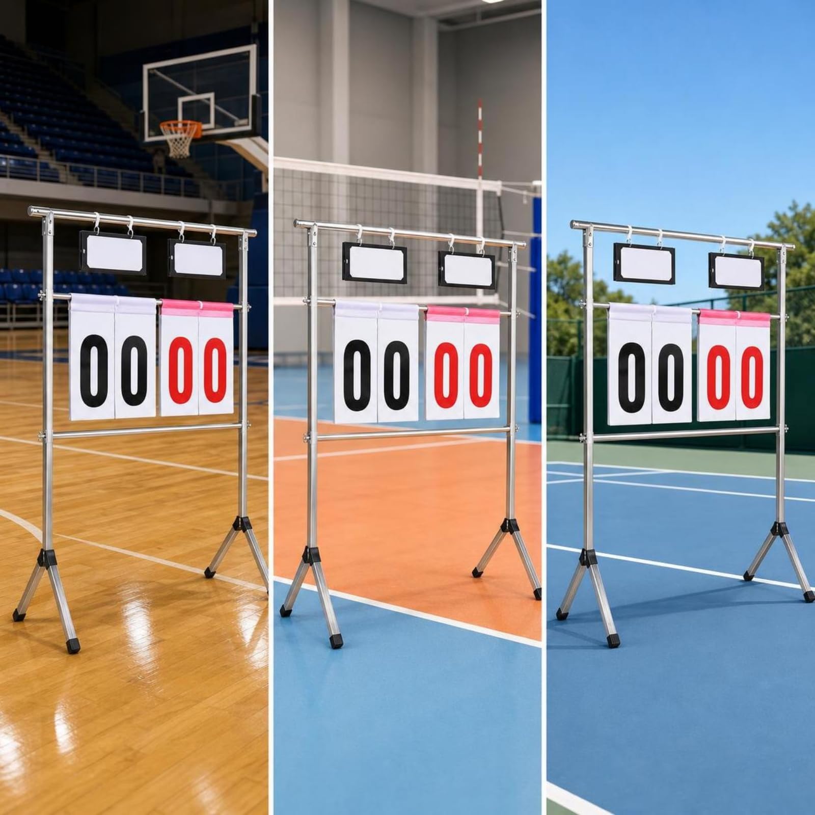 Sports Scoreboard Manuelles Anzeigeboard Zähltafel Punktetafel Klapptafel aus Edelstahl Und PVC mit Stabiler Basis Und Rutschfesten Füßen für Schule Verein Halle Training