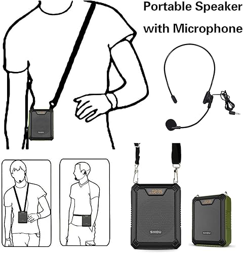 Miniatura 7 de Amplificador de voz portátil de 25 W Altavoz recargable con micrófono Auriculares con cable Impermeable IPX6 Bluetooth 5.0 Potenciador de voz