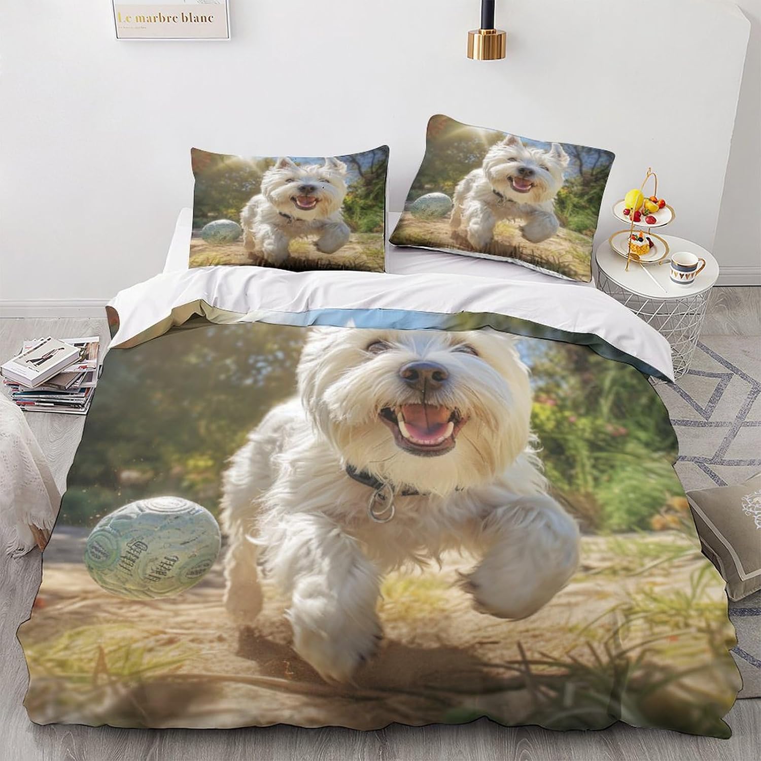 LSORU Puppy Bed Linen Set, Duvet Cover Set, 3D Comforter Cover, 3