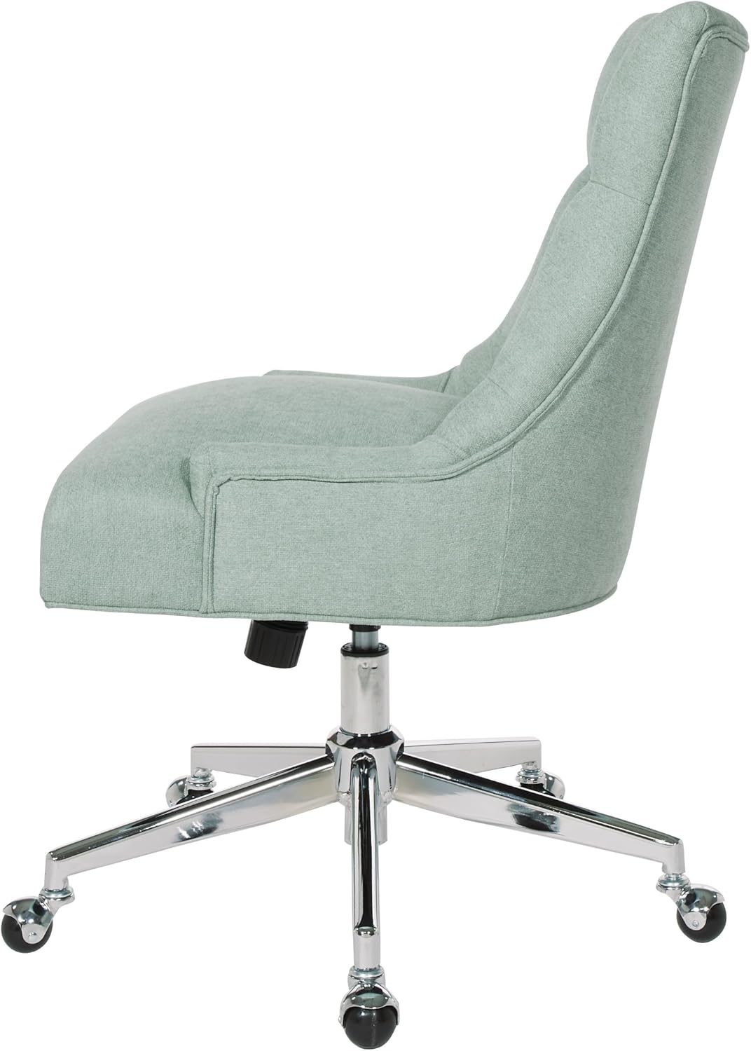 Amelia Swivel Armless Office Chair in Mint Blue with Chrome Base