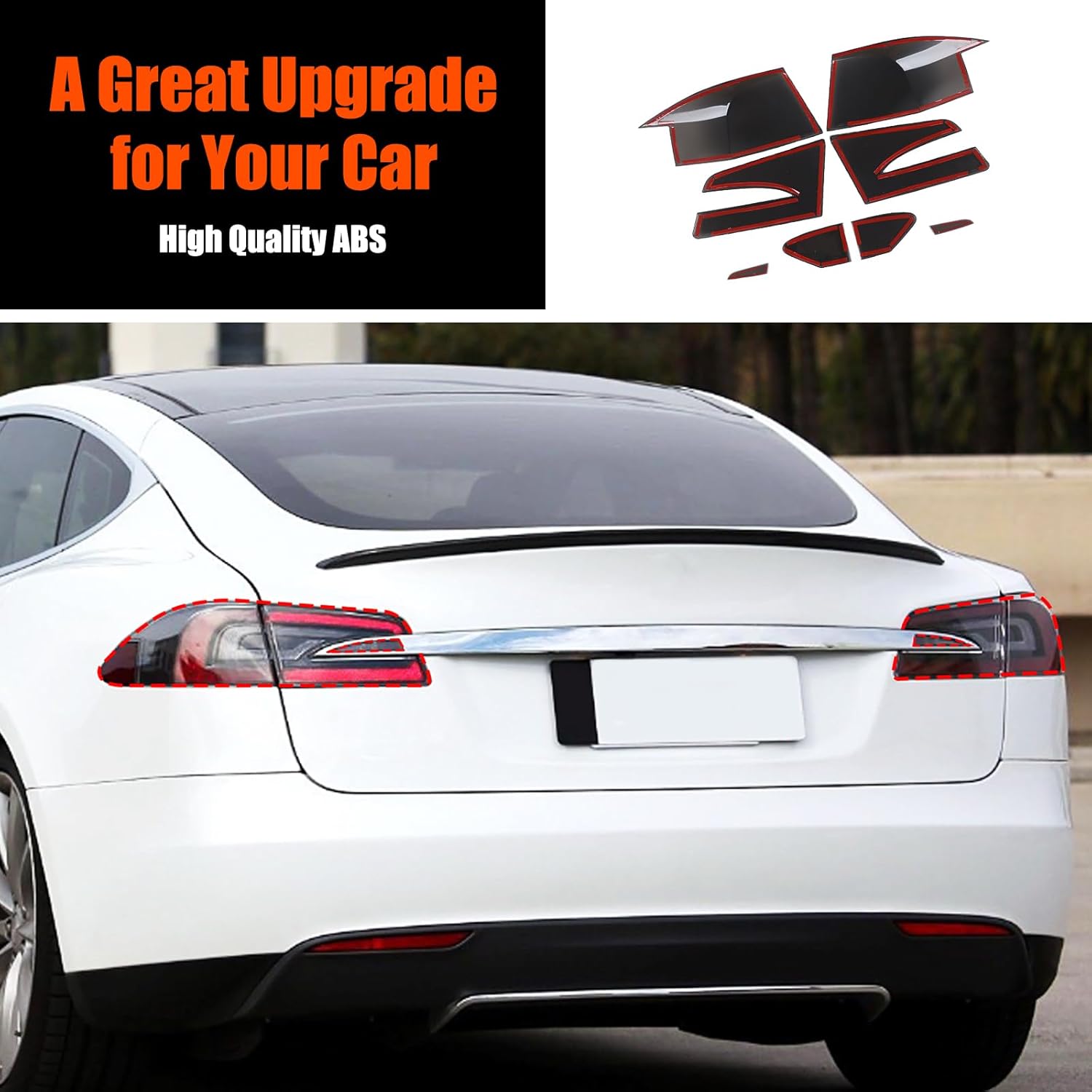 Car Taillight Cover Compatible with Tesla Model S 2014-2021, Smoked Taillight Shell Trim Cover, Rear Tail Lamp Decorative Protection Trim Accessories