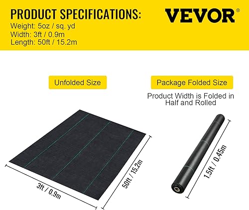 Vista 40 de Happybuy - Funda para suelo de tela geotextil resistente, no tejida para invernadero comercial, jardín, barrera, tapete para bloqueo