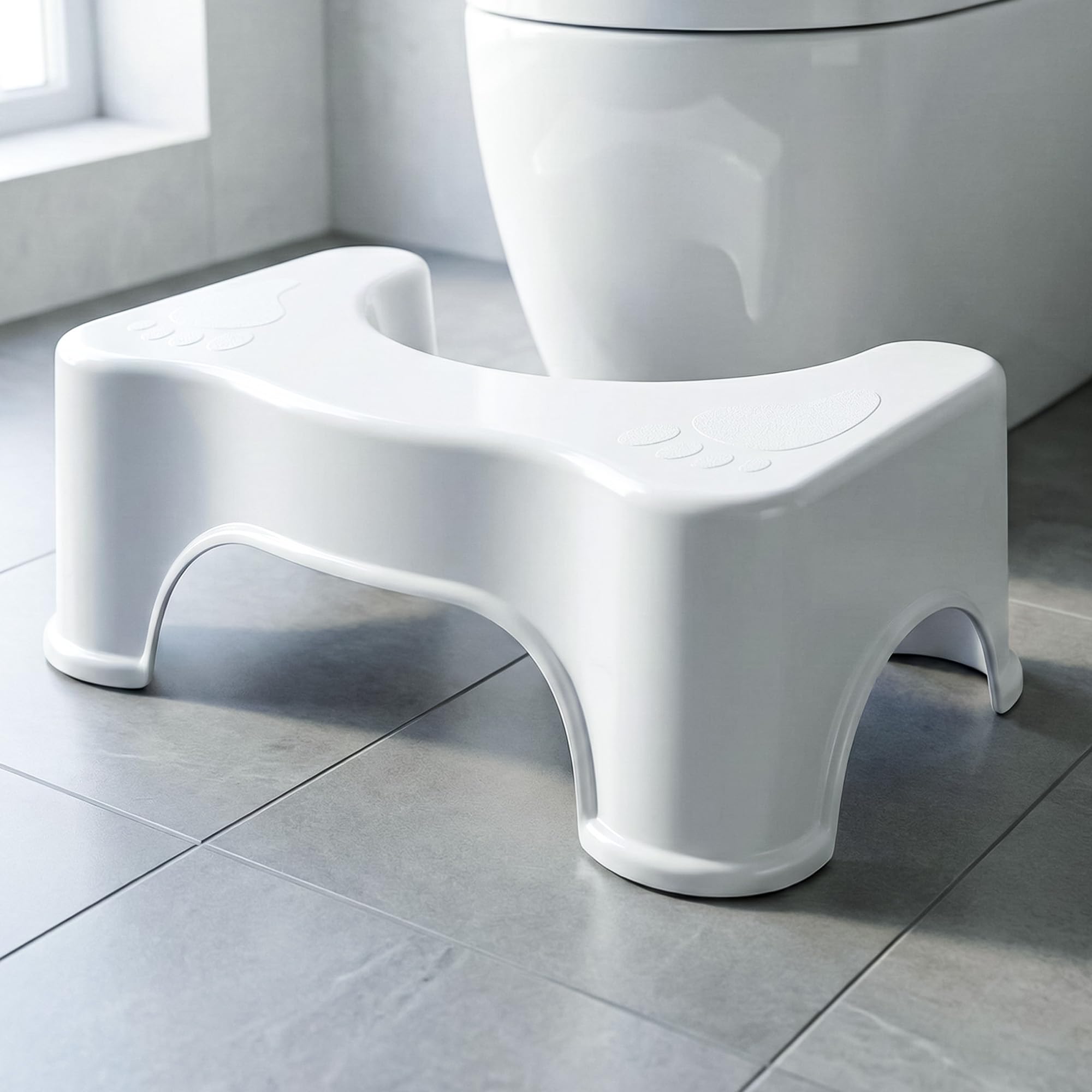 Toilet Stool Bathroom/Bathroom/Stool for Adults/Plastic Potty Step Stool/Anti Constipation Western Toilet/Potty/Footstool Anti-Slip/Combord/Leg Rest/Steps Western (White, Pack of 1)-picture-11