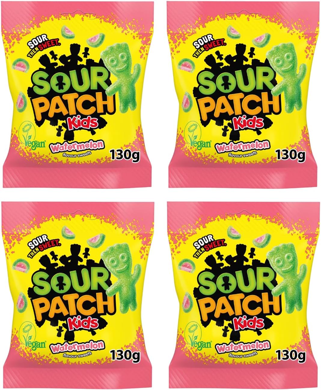 Sour Patch Kids Watermelon Sweets 4 Pack Bundle - x4 130g Sharing Bags