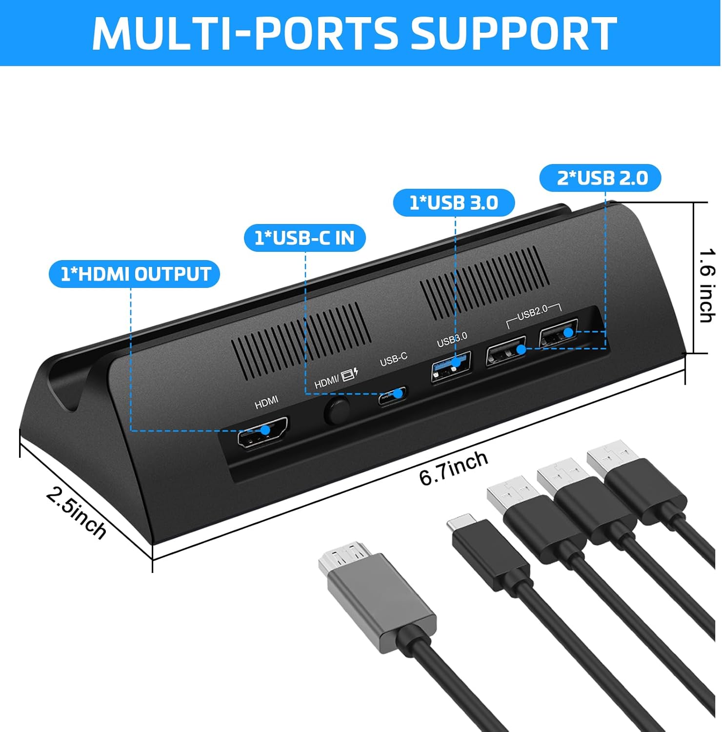 TV Docking Station for Switch,Docking Station with 4K 1080P HDMI and USB 3.0 Port,Replacement for Official Switch Dock(Not for Switch2 and Not Included Cable) - Image 2
