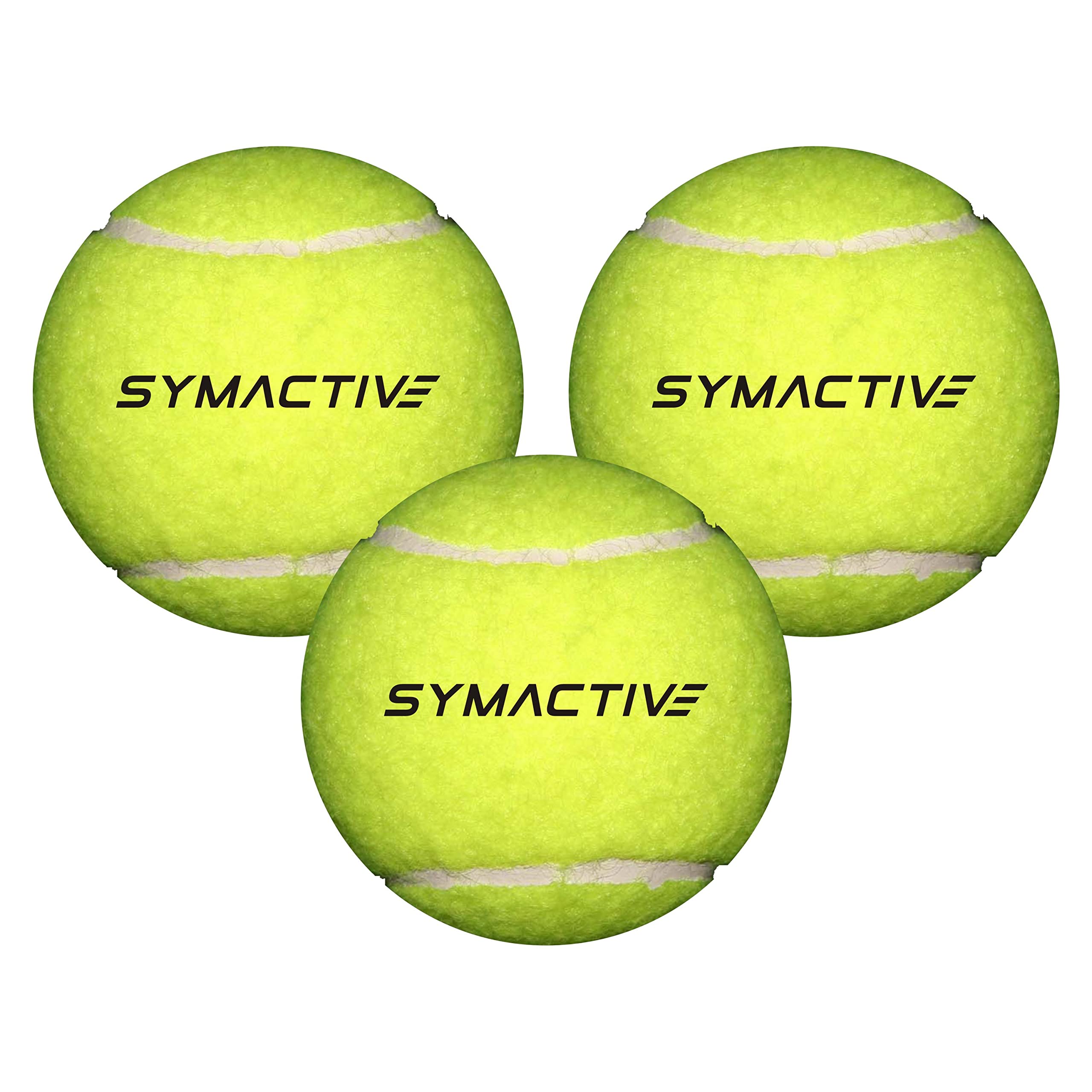 Amazon Brand - Symactive Light Tennis Cricket Ball, Set of 3 (Green) | Woven Felt covered rubber ball