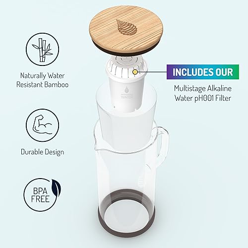 Miniatura 3 de Invigorated Water Jarra de agua alcalina de vidrio pH Restore – Jarra de filtro de agua de larga duración con sistema de filtración de varias