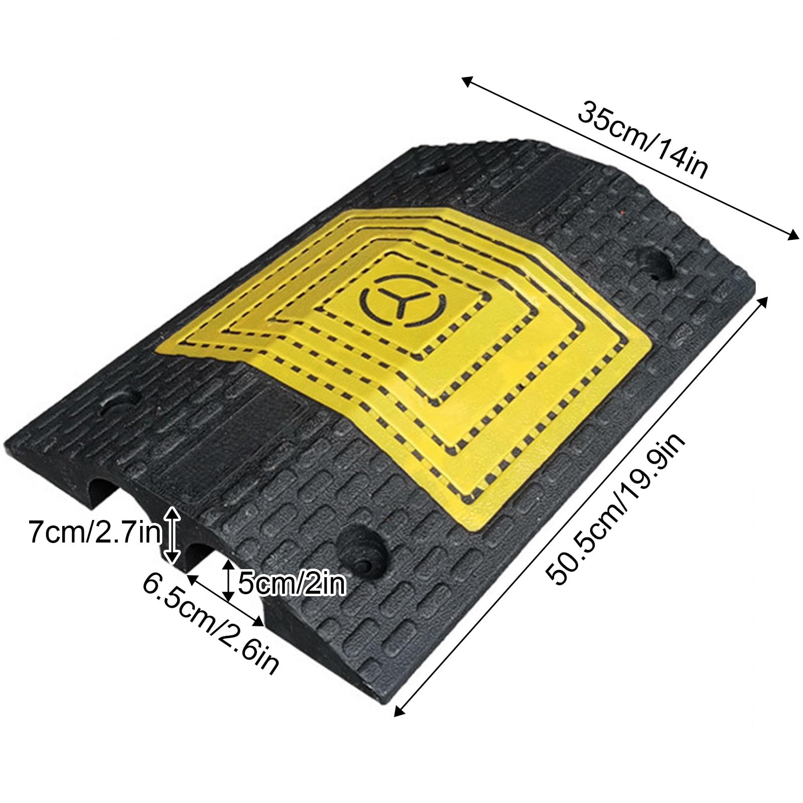 Rampa de Protección de Cable, Protector de Cables para Suelo de 2 Canales, Canaleta Cables Suelo para Asfalto/Hormigón/Grava, Capacidad de Carga de 5 Toneladas(50.5 * 35 * 7cm/19.9 * 14 * 2.7in)