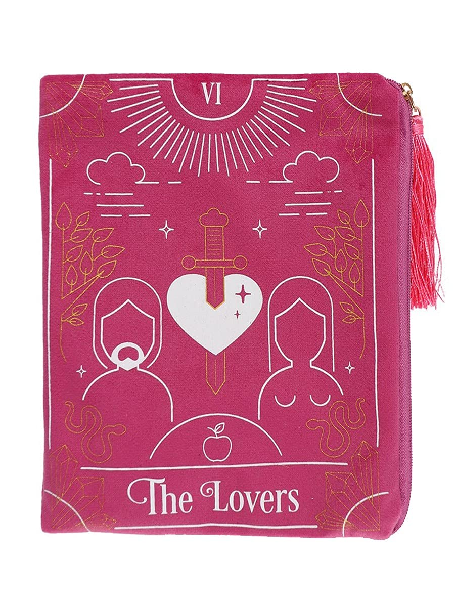 Grindstore Tarot-Kartentasche 'The Lovers' – Rosa Samtbeutel Mit Reißverschluss Für Kristalle & Decks
