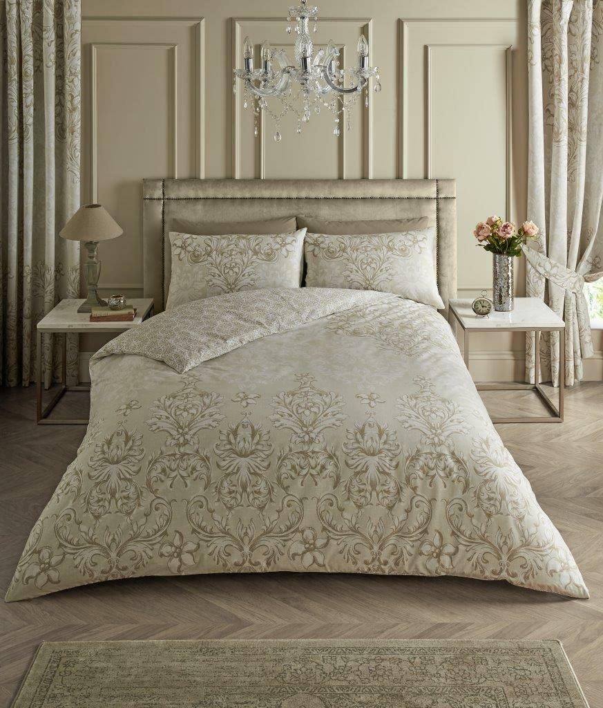 Fairwayuk Antoinette - Natural Antoinette Natural Duvet Cover Set King, Quilt Bedding With Pillowcase, Ultra Soft, Easy Care