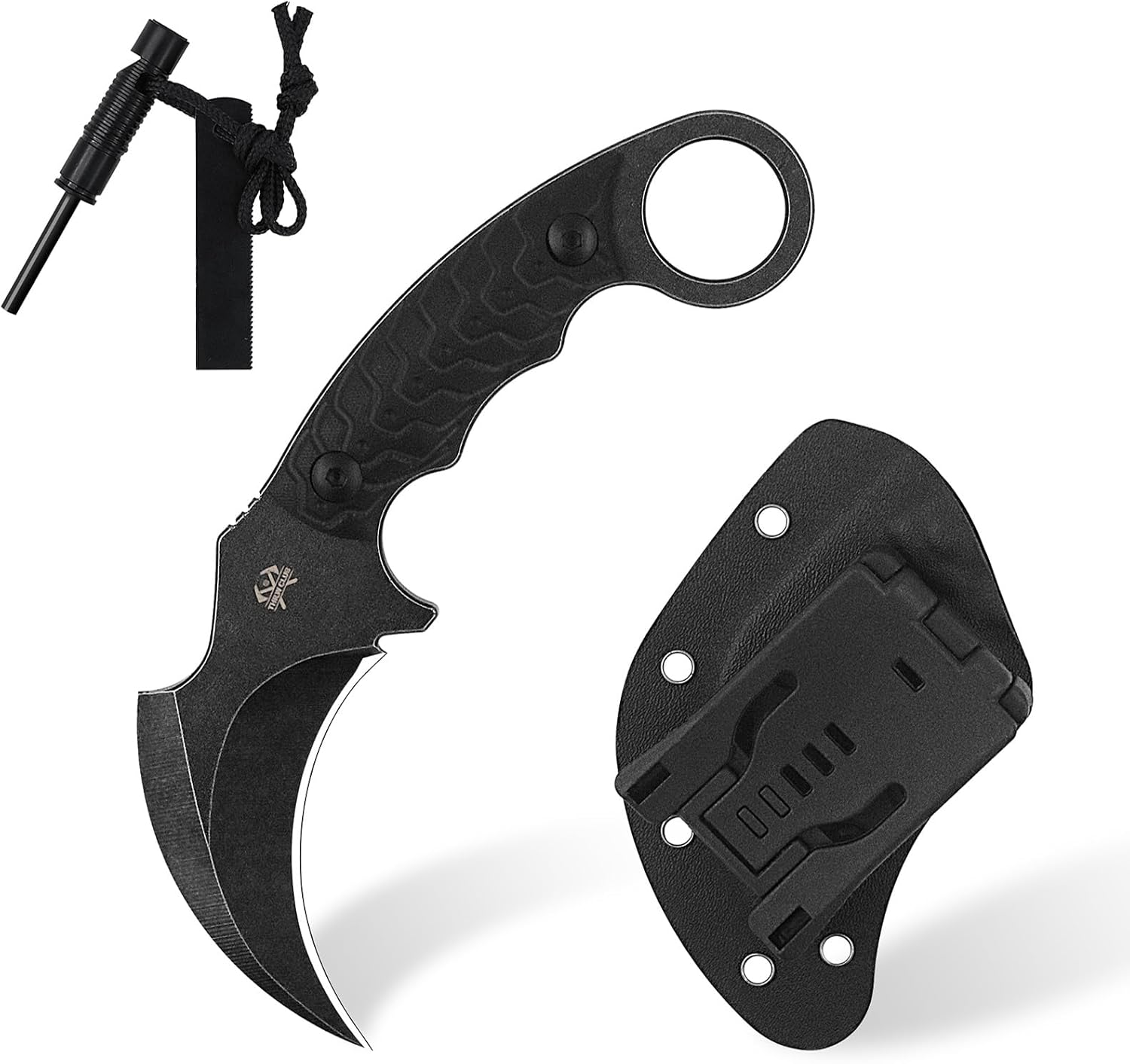 Karambit Knife, Karambit Fixed Blade, Claw Knife, 420HC Steel Blade, G10 Handle, Utility for Outdoor Survival, Camping, Hiking With Kydex Sheath