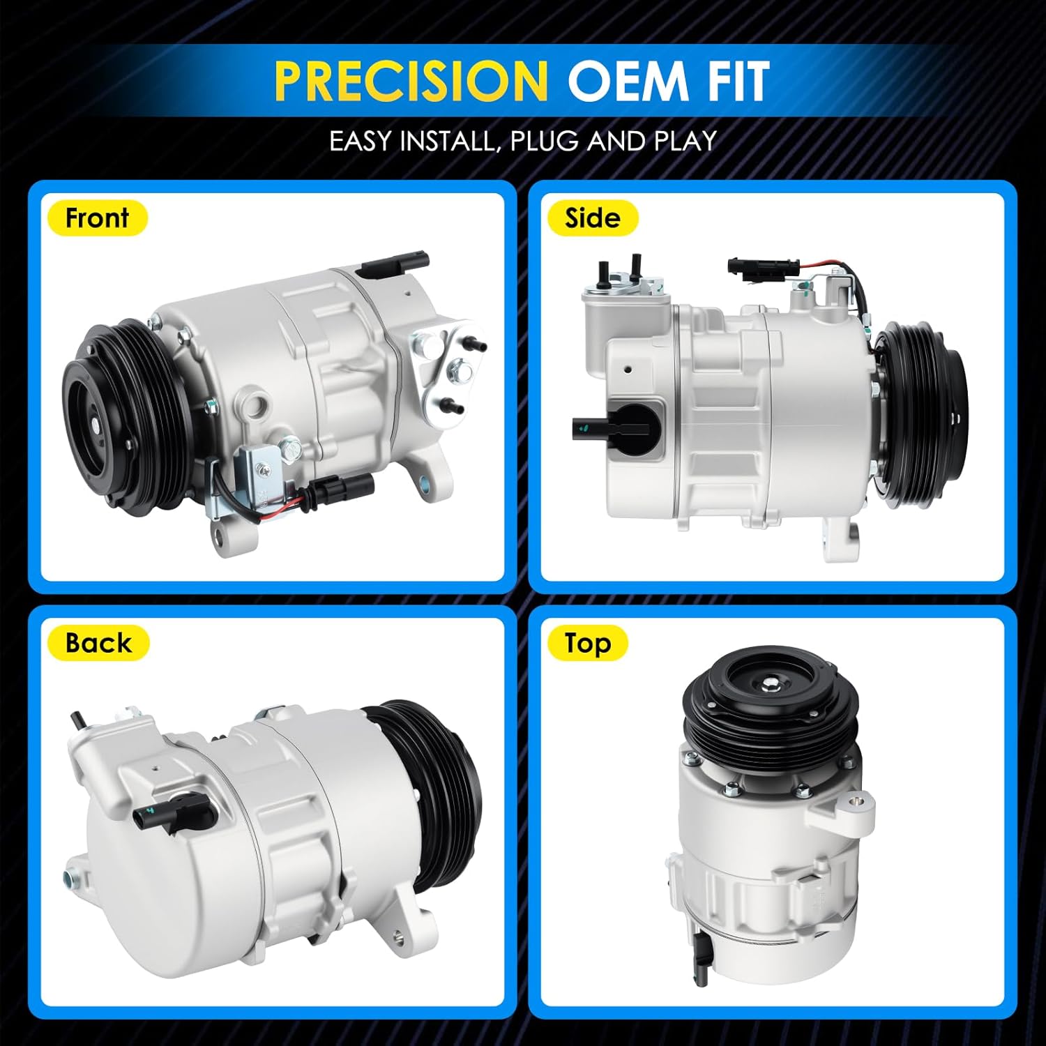 Car A/C Compressor Fit for GMC Yukon Sierra 1500 for Chevy Silverado 1500 Suburban Tahoe for Cadillac Escalade ESV Automotive Replacement AC Compressor 197333 A/C Compressor for Car CO 29134C
