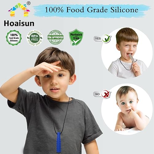 Miniatura 9 de Collares sensoriales masticables para niños y niñas, paquete de 8 collares masticables para niños sensoriales con autismo, TDAH, SPD, mordeduras,