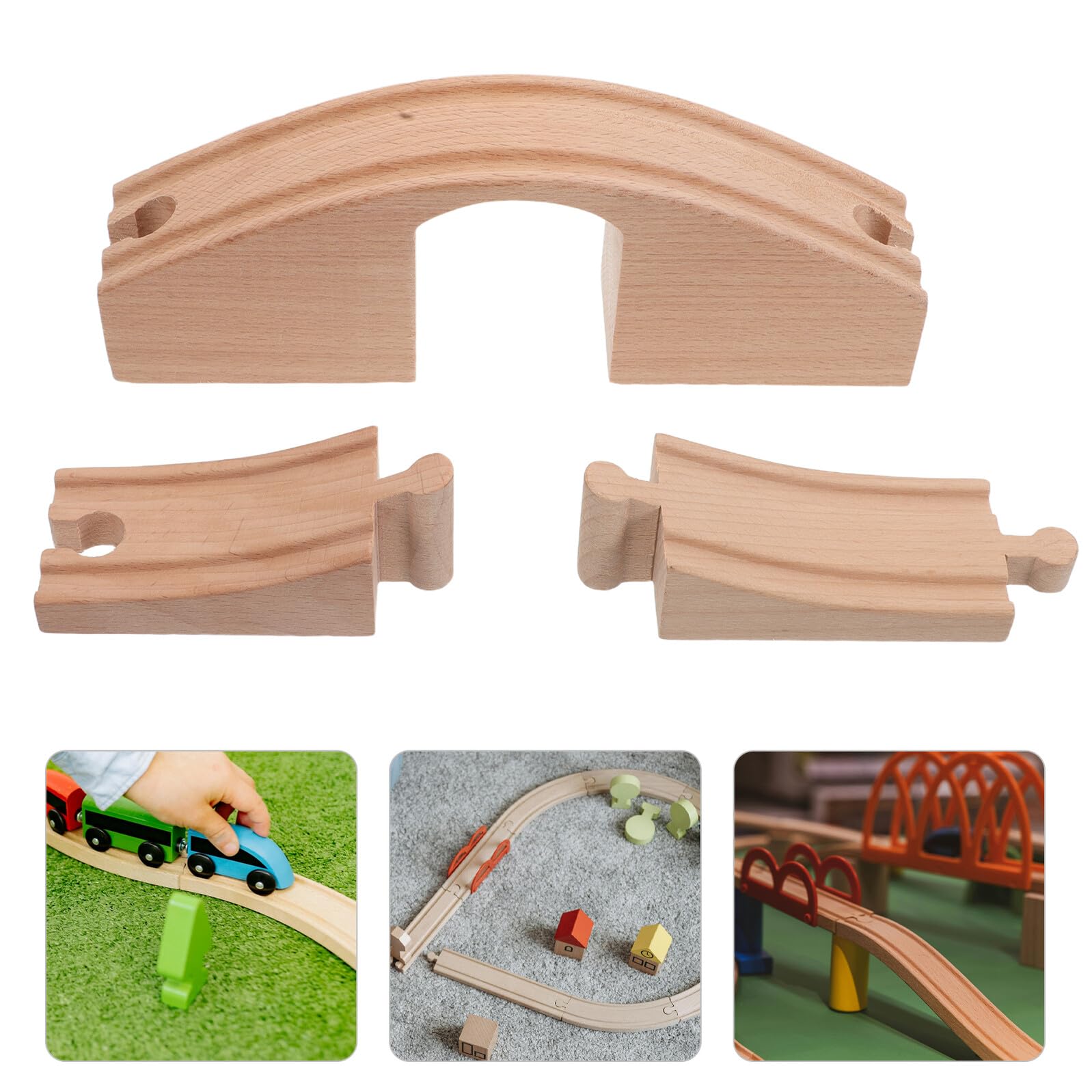 Set Accessori per Pista Giocattolo in Legno con Ponte Singolo, Espansione Trenino Educativo per Ragazzo Ragazza, Kit Costruzione Stimola Creatività e Collaborazione Familiare