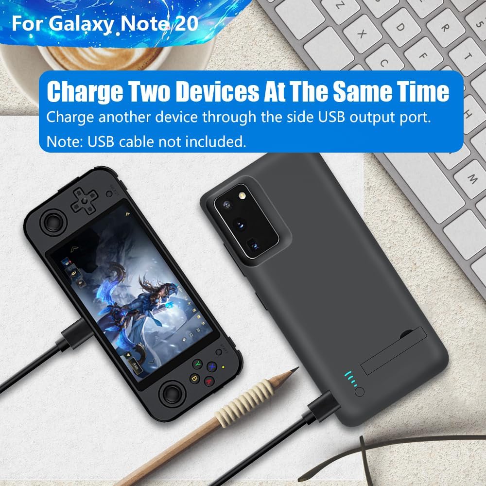 Upgraded Battery Case for Samsung Galaxy Note 20 5G, 6000mAh Rechargeable Extended Battery Charging Charger Case, Add 100% Extra Juice (6.7 Inches) Black