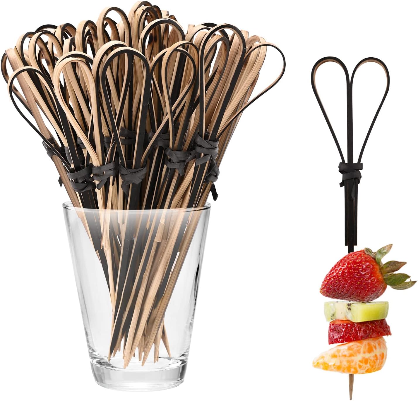 Bekecidi Bamboo Cocktail Sticks, 100 PCS Food Picks Natural Bamboo Knot